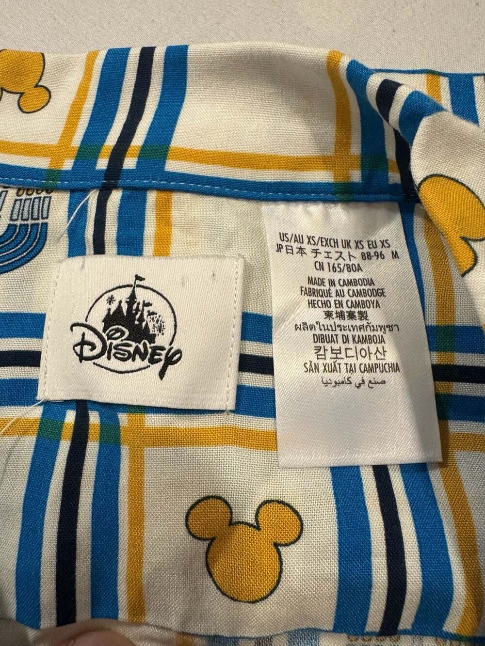 Disney Parks Hanukkah Mickey Mouse Icon and Menorah Print Camp Shirt - Picture 3 of 7